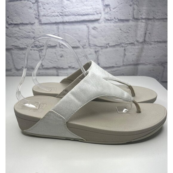 Fit Flp Sandals White Pearl Comfort Toe Ladies Size 11 Thong Sandals Shimmer - Picture 4 of 10